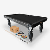 Solid Oak 7ft Slate Pool Table - Black Frame/Black Felt [SHIPS IN 2 WEEKS]
