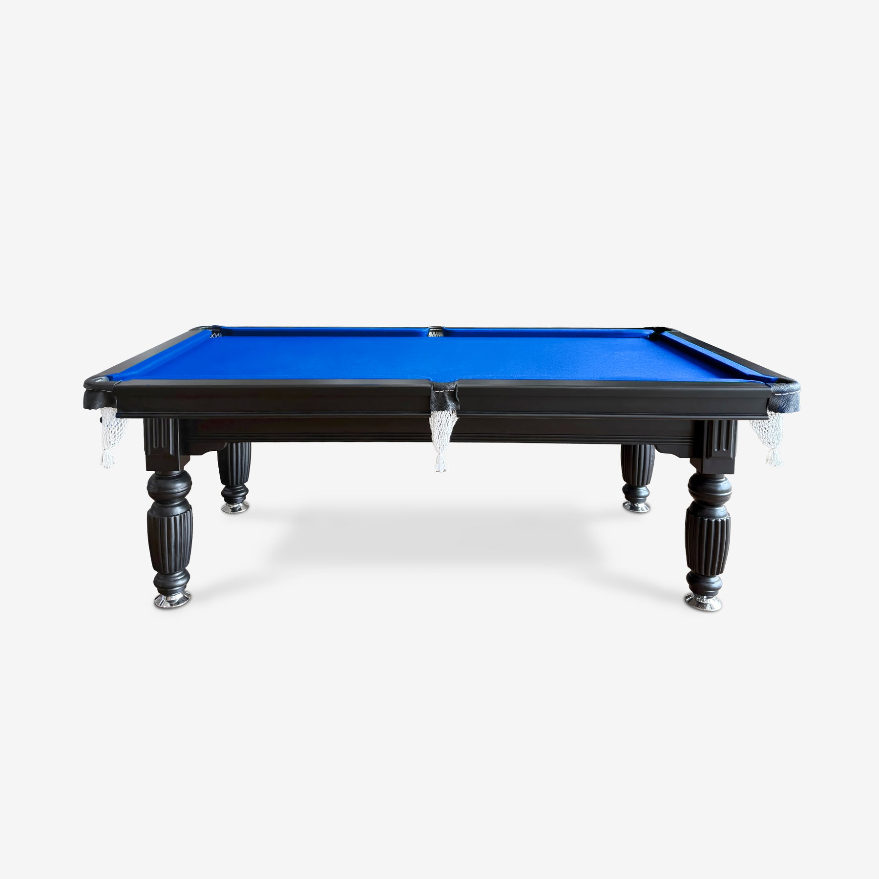 Solid Oak 7ft Slate Pool Table - Black Frame/Blue Felt [SHIPS IN 1 WEEK]