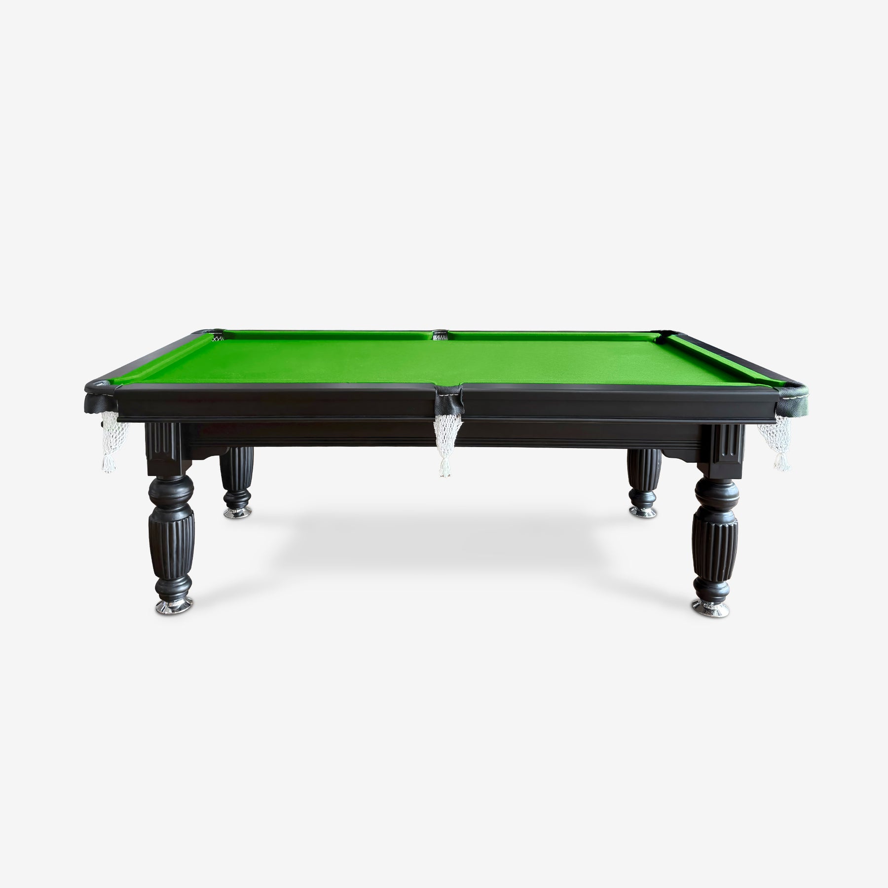 Solid Oak 8ft Slate Pool Table - Black Frame/Green Felt