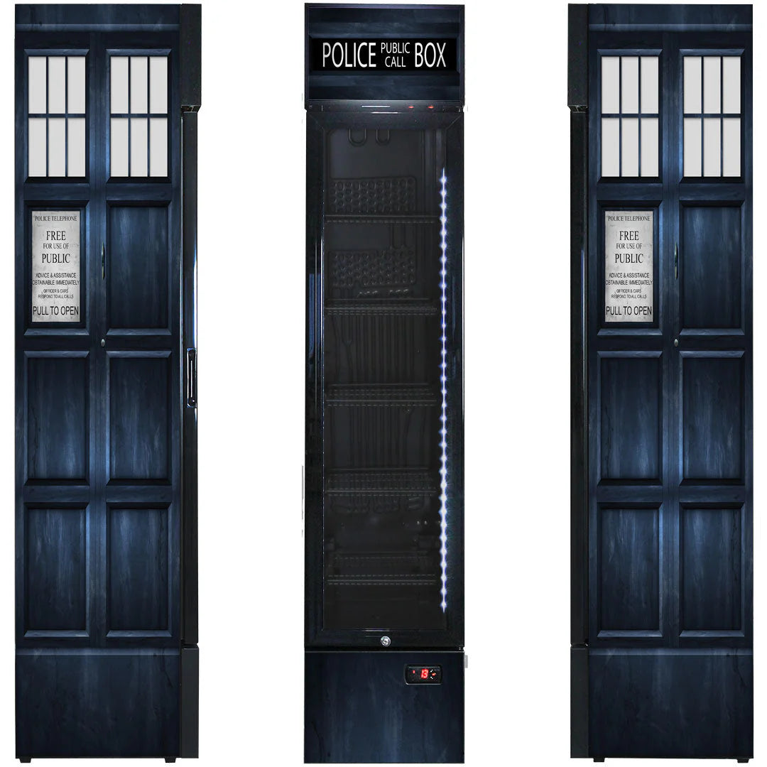 Branded Skinny Upright Bar Fridge With Police Box Design