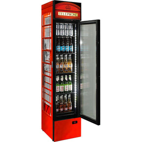 Branded Skinny Upright Bar Fridge With Telephone Box Design