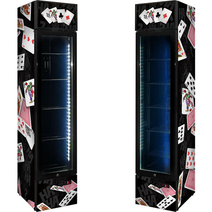 Branded Skinny Upright Bar Fridge With 'Joker' Playing Card Design