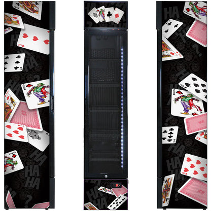 Branded Skinny Upright Bar Fridge With 'Joker' Playing Card Design