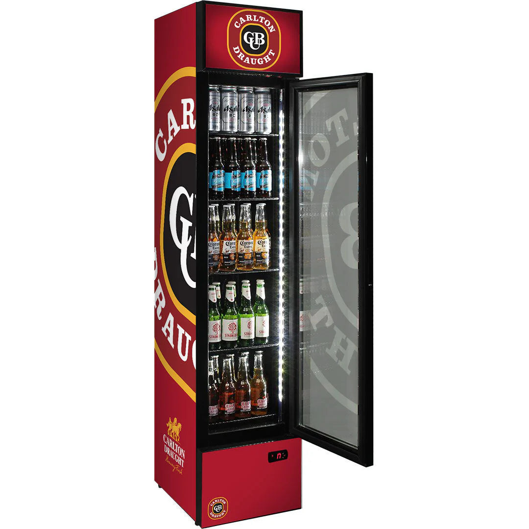 Carlton Draught Branded Skinny Upright Bar Fridge