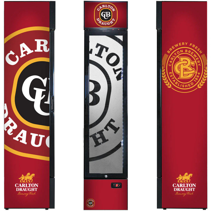 Carlton Draught Branded Skinny Upright Bar Fridge