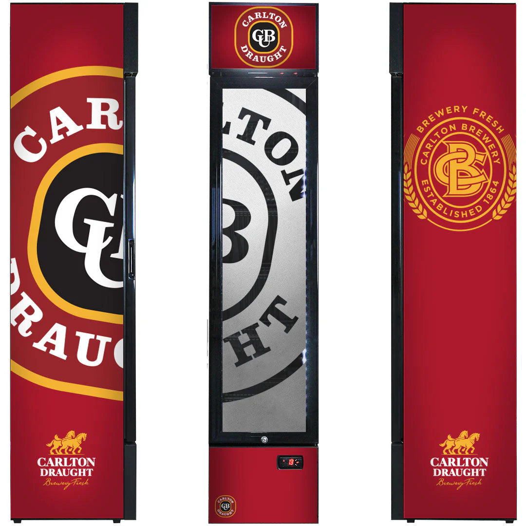 Carlton Draught Branded Skinny Upright Bar Fridge