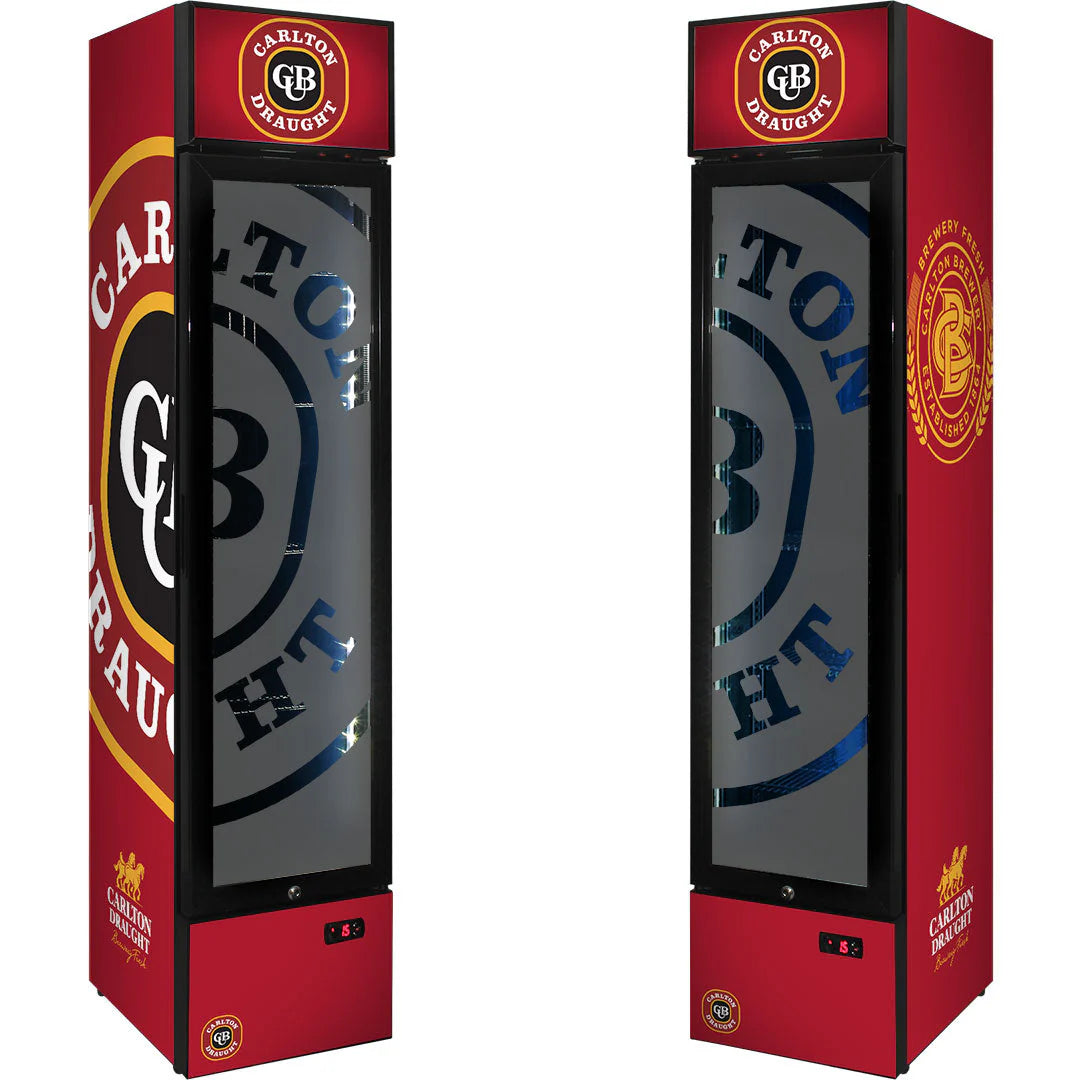 Carlton Draught Branded Skinny Upright Bar Fridge