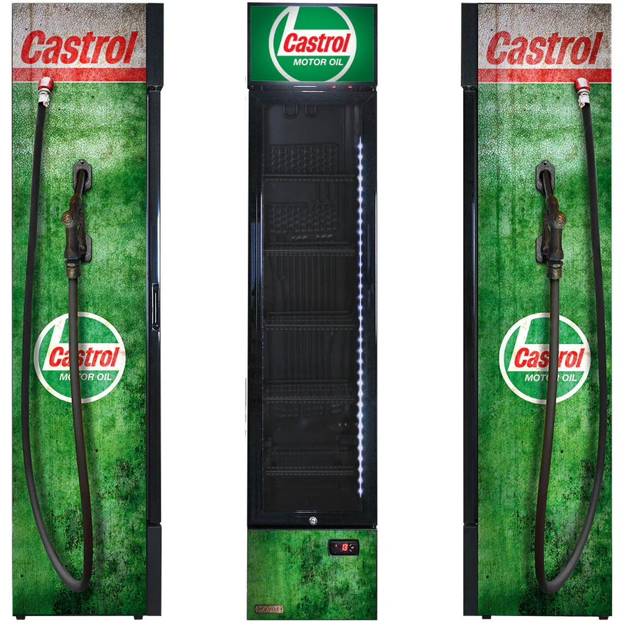 Castrol - Fuel Pump Branded Skinny Upright Bar Fridge