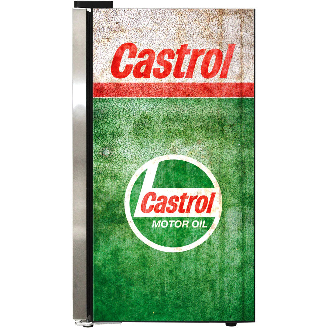 Castrol Schmick Vintage Fuel Pump Triple Glazed Alfresco Bar Fridge With LED Strip Lights - Model HUS-SC88-FP-CASTROL