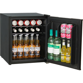 Cheers-Horses Retro Black Small Vintage Mini Bar Fridge 46 Litre With Opener