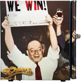 Cheers-We Win Retro Black Small Vintage Mini Bar Fridge 46 Litre With Opener