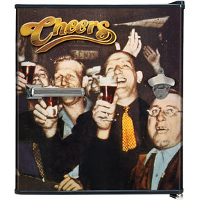 Cheers-We Win Retro Black Small Vintage Mini Bar Fridge 46 Litre With Opener