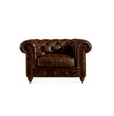 Winston Classic Vintage Leather Chesterfield lounge chair – Cigar Brown