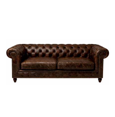 Winston Two Seat Classic Vintage Leather Chesterfield lounge – Cigar Brown