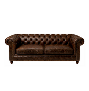 Winston Two Seat Classic Vintage Leather Chesterfield lounge – Cigar Brown