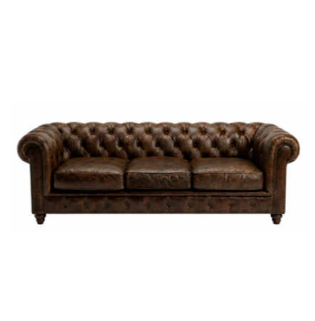 Winston Three Seat Classic Vintage Leather Chesterfield Lounge – Cigar Brown