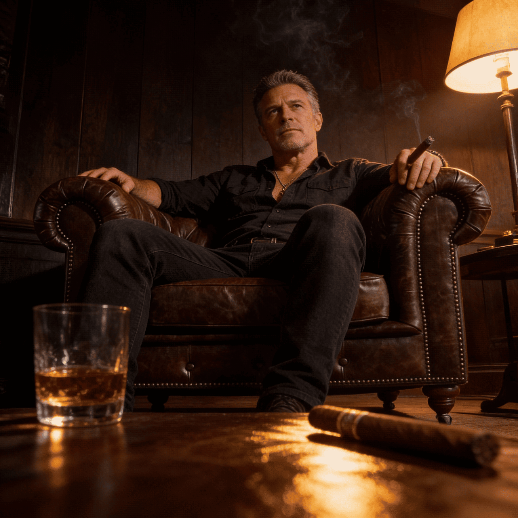 Winston Classic Vintage Leather Chesterfield lounge chair – Cigar Brown