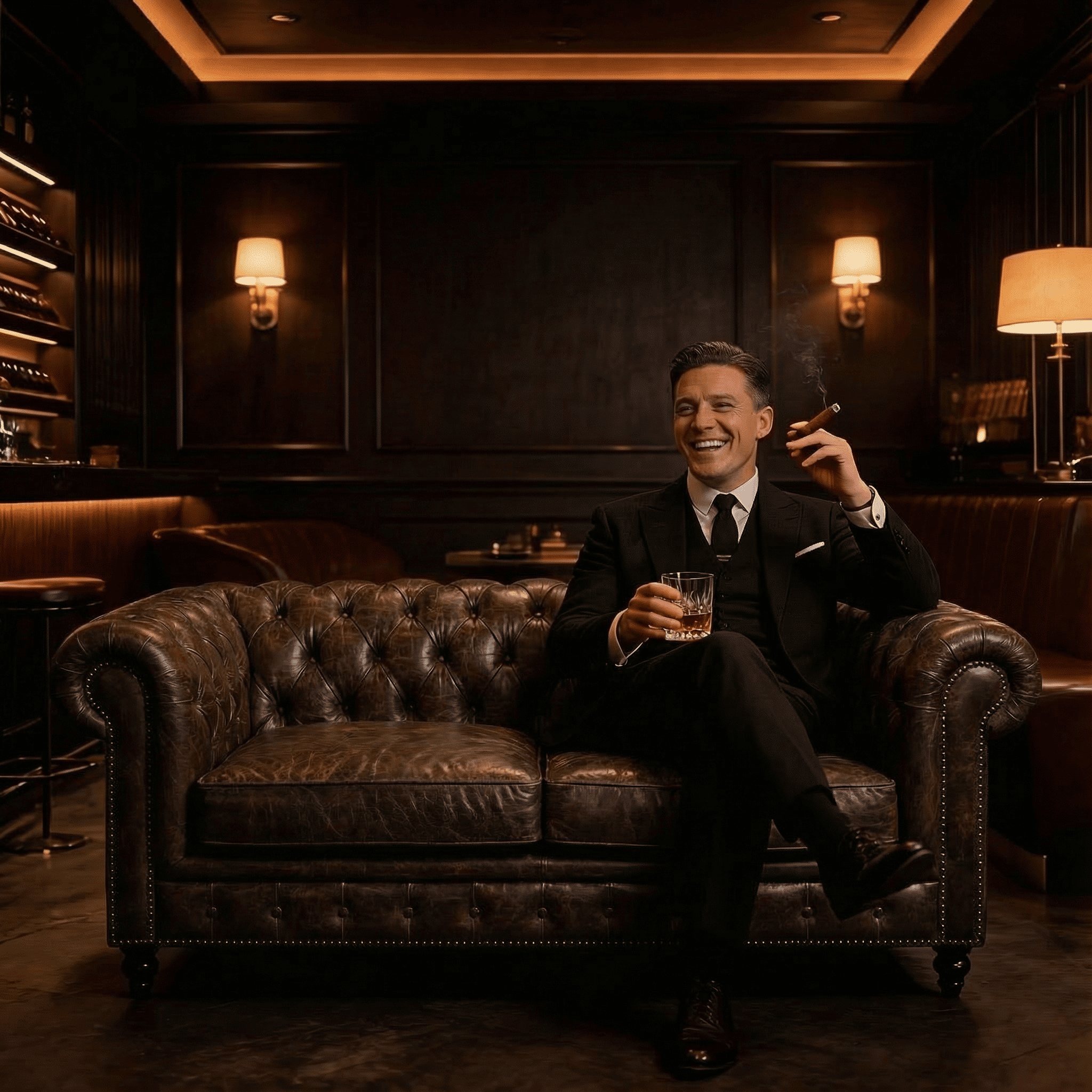 Winston Two Seat Classic Vintage Leather Chesterfield lounge – Cigar Brown