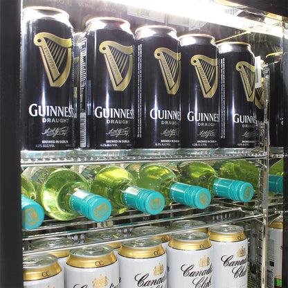 Commercial Under Bench Black Glass Double Door Bar Fridge Energy Efficient