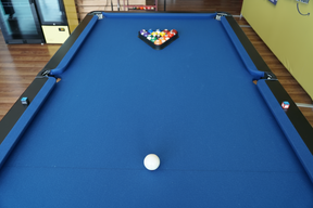 Solid Oak 7ft Slate Pool Table - Black Frame/Blue Felt