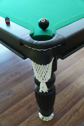 Solid Oak 8ft Slate Pool Table - Black Frame/Green Felt