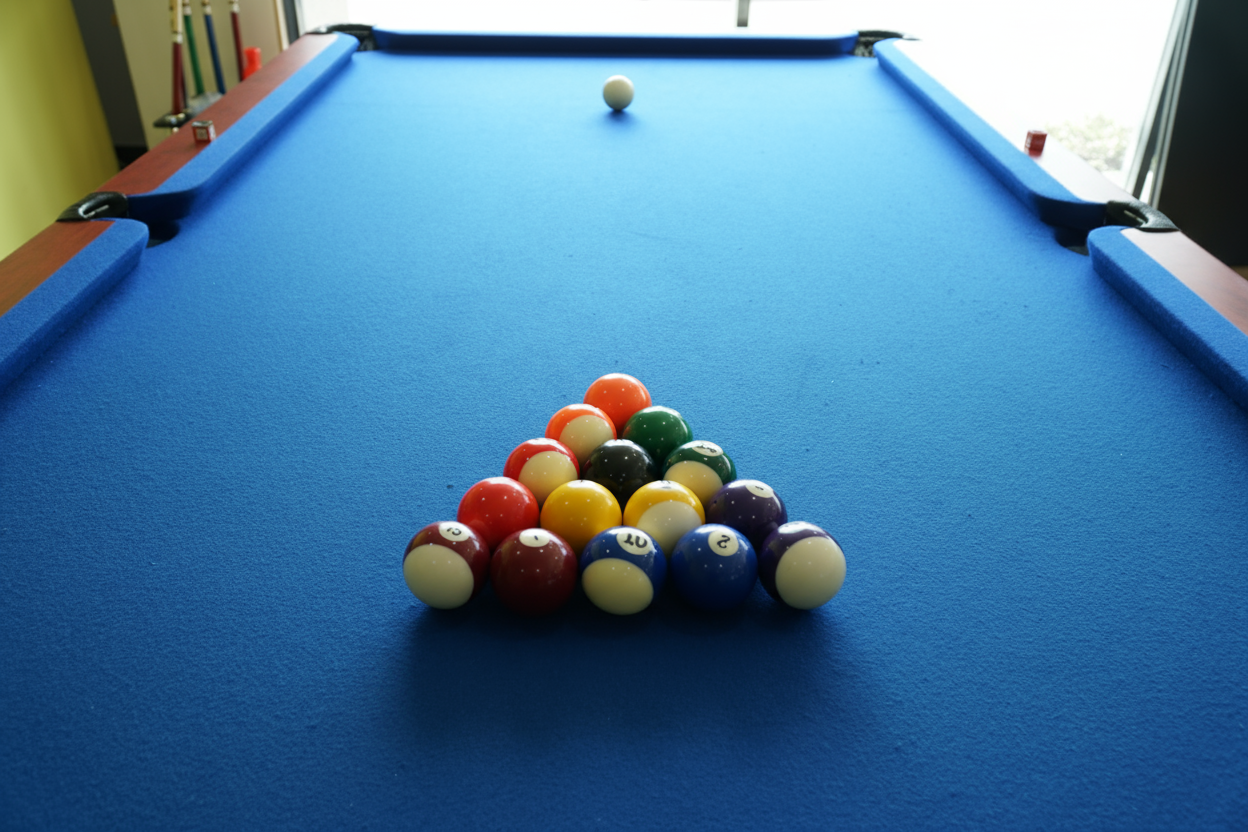 Solid Oak 7ft Slate Pool Table - Walnut Frame/Blue Felt