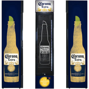 Corona Branded Skinny Upright Bar Fridge