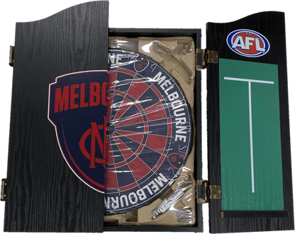Melbourne Demons AFL Dart Board and Cabinet Set