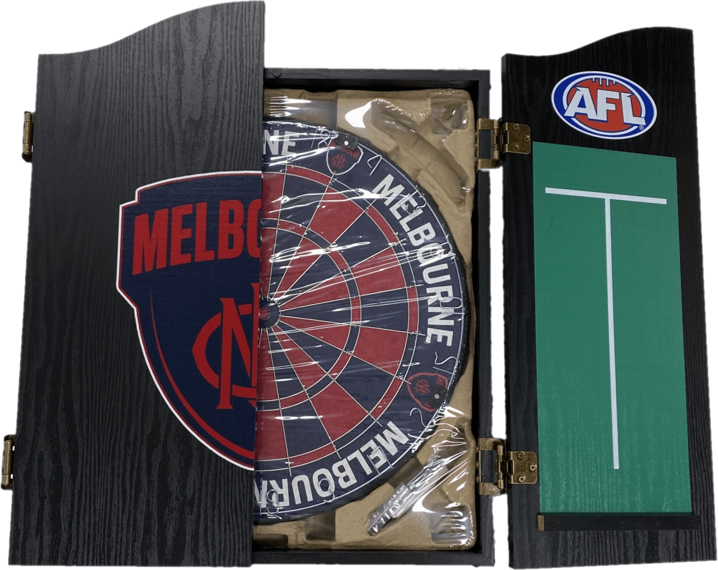 Melbourne Demons AFL Dart Board and Cabinet Set