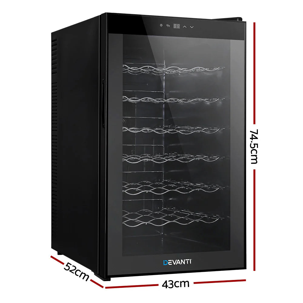 Devanti Wine Cooler 28 Bottles Glass Door Beverage Cooler Thermoelectric Fridge Black