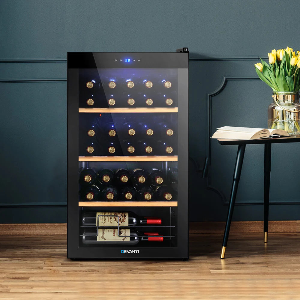 Devanti 34 Bottles Wine Cooler Compressor Chiller Beverage Fridge