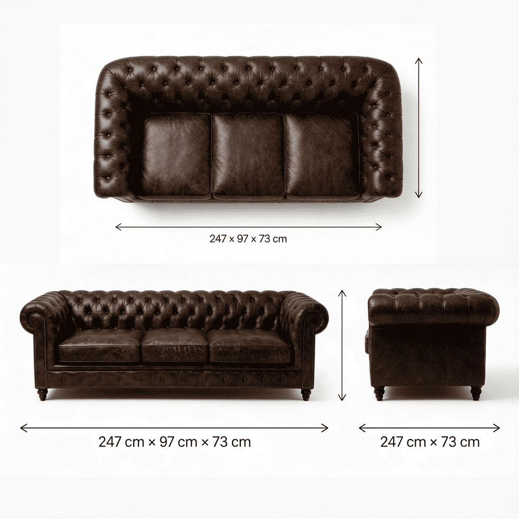 Winston Three Seat Classic Vintage Leather Chesterfield Lounge – Cigar Brown