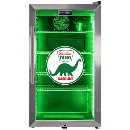 Dino Schmick Vintage Fuel Pump Triple Glazed Alfresco Bar Fridge With LED Strip Lights - Model HUS-SC88-FP-DINO