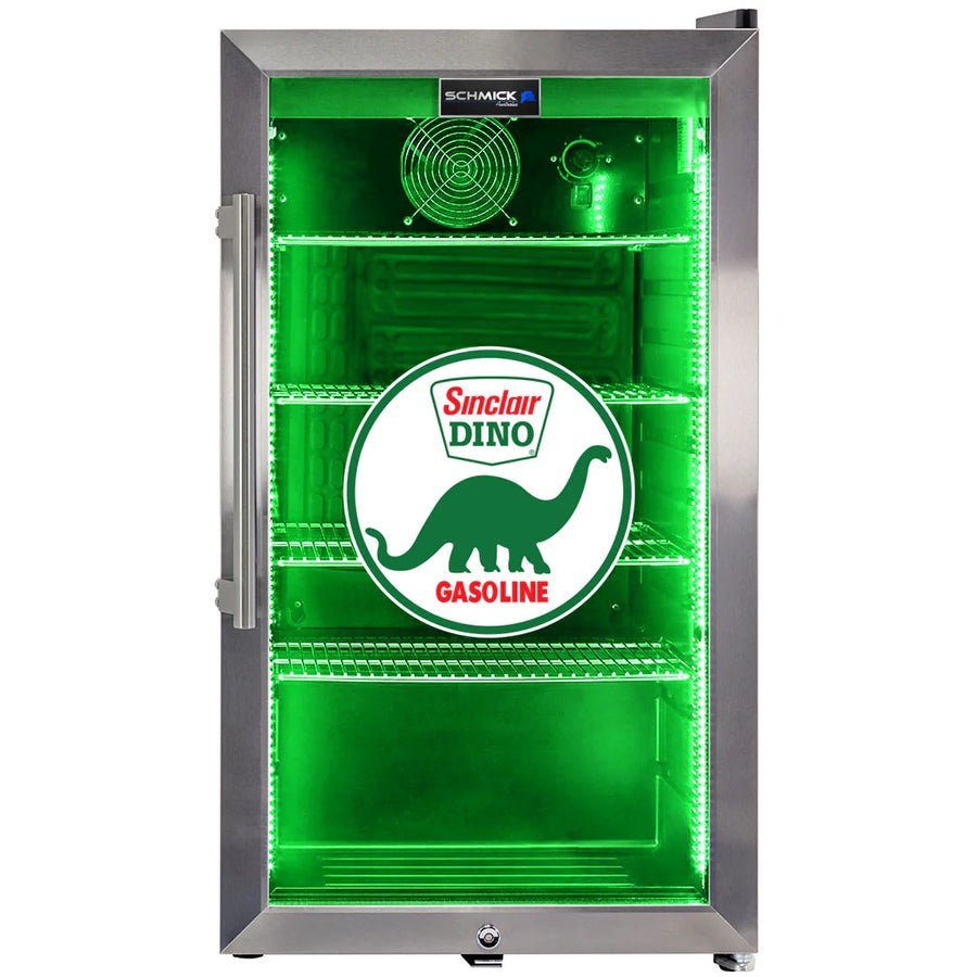 Dino Schmick Vintage Fuel Pump Triple Glazed Alfresco Bar Fridge With LED Strip Lights - Model HUS-SC88-FP-DINO
