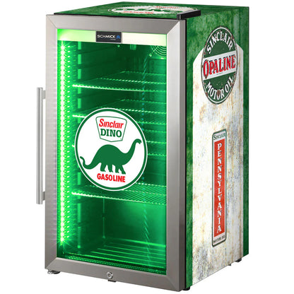Dino Schmick Vintage Fuel Pump Triple Glazed Alfresco Bar Fridge With LED Strip Lights - Model HUS-SC88-FP-DINO