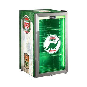 Dino Schmick Vintage Fuel Pump Triple Glazed Alfresco Bar Fridge With LED Strip Lights - Model HUS-SC88-FP-DINO