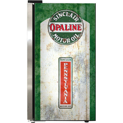 Dino Schmick Vintage Fuel Pump Triple Glazed Alfresco Bar Fridge With LED Strip Lights - Model HUS-SC88-FP-DINO