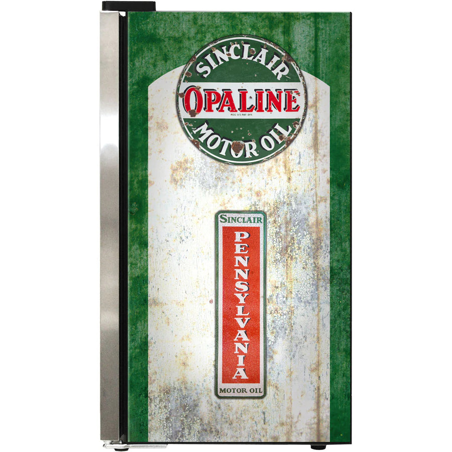 Dino Schmick Vintage Fuel Pump Triple Glazed Alfresco Bar Fridge With LED Strip Lights - Model HUS-SC88-FP-DINO