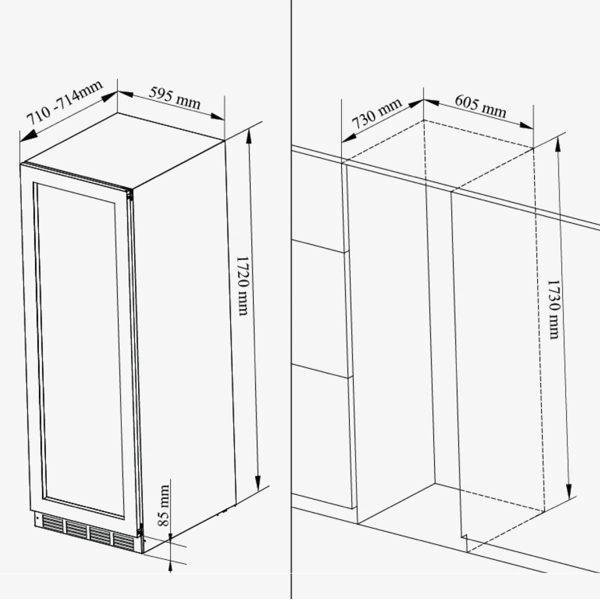 Dry Ageing Meat-Maturing Fridge Large Upright Cabinet KB180SA-FG RHH