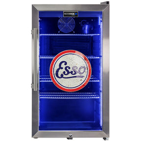 ESSO Schmick Vintage Fuel Pump Triple Glazed Alfresco Bar Fridge With LED Strip Lights - Model HUS-SC88-FP-ESSO