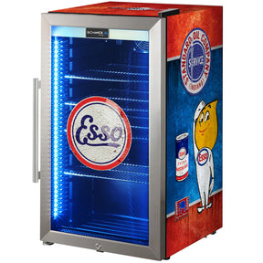 ESSO Schmick Vintage Fuel Pump Triple Glazed Alfresco Bar Fridge With LED Strip Lights - Model HUS-SC88-FP-ESSO