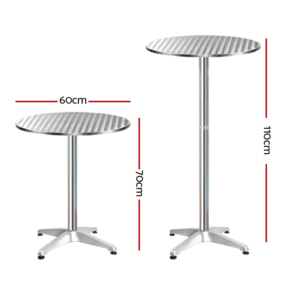 Furniture > Outdoor - Gardeon 2pcs Outdoor Bar Table Furniture Adjustable Aluminium Cafe Table Round