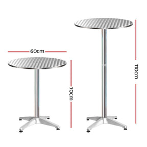 Furniture > Outdoor - Gardeon 4pcs Outdoor Bar Table Furniture Adjustable Aluminium Cafe Table Round