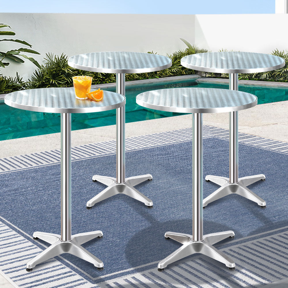 Furniture > Outdoor - Gardeon 4pcs Outdoor Bar Table Furniture Adjustable Aluminium Cafe Table Round