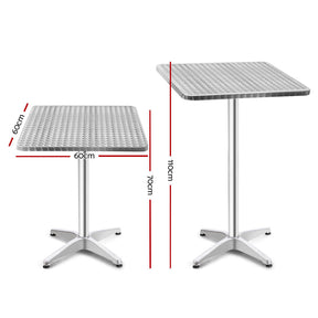 Furniture > Outdoor - Gardeon 4pcs Outdoor Bar Table Furniture Adjustable Aluminium Square Cafe Table