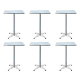 Furniture > Outdoor - Gardeon 6pcs Outdoor Bar Table Furniture Adjustable Aluminium Square Cafe Table