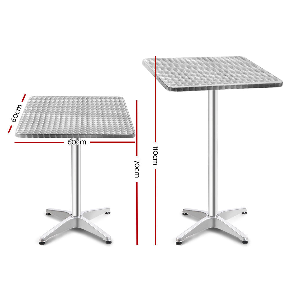 Furniture > Outdoor - Gardeon 6pcs Outdoor Bar Table Furniture Adjustable Aluminium Square Cafe Table