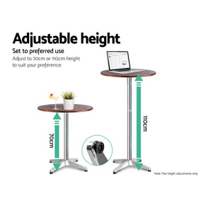 Furniture > Outdoor - Gardeon Outdoor Bistro Set Bar Table Stools Adjustable Aluminium Cafe 3PC Wood