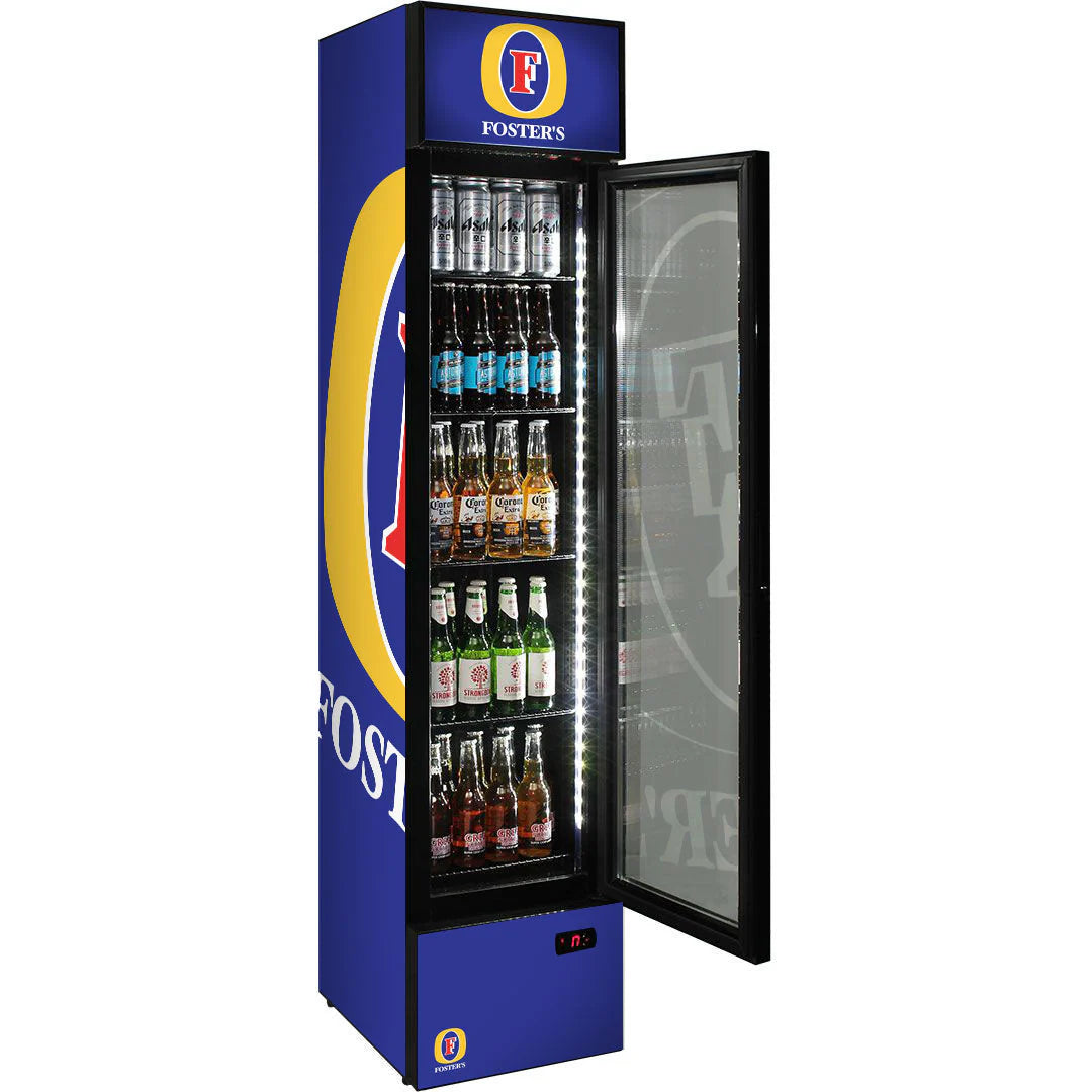 Fosters Branded Skinny Upright Bar Fridge