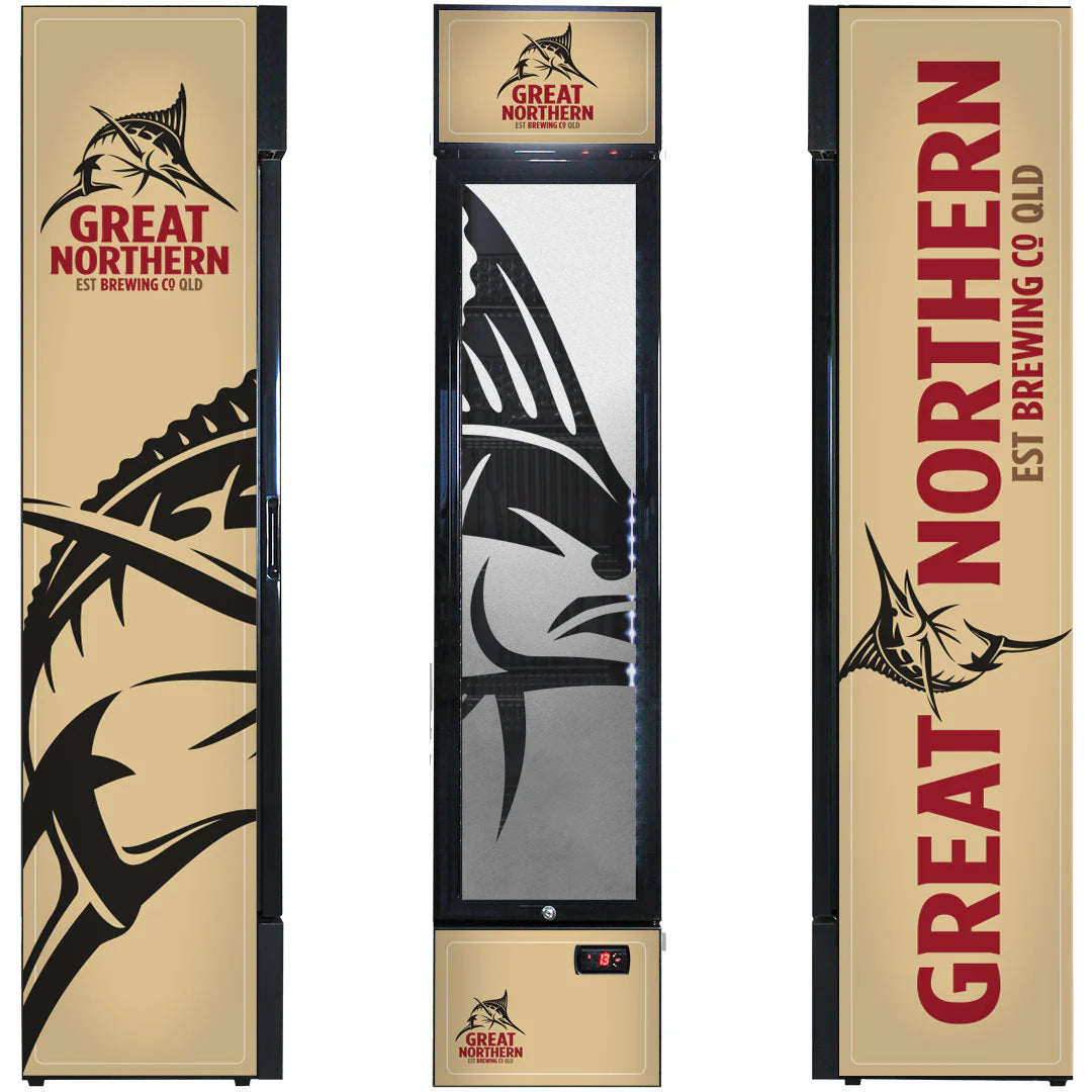 Great Northern Branded Skinny Upright Bar Fridge